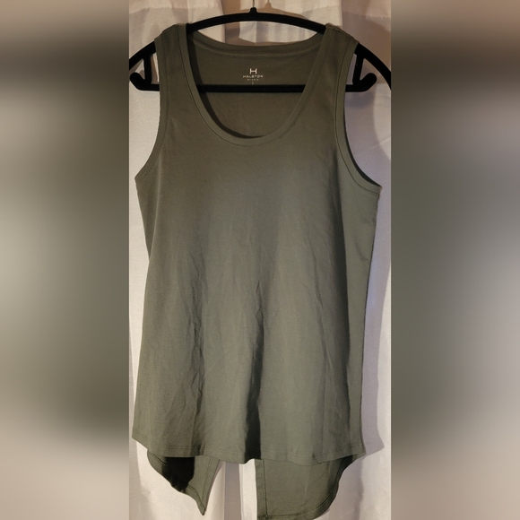 * Halston NWOT Khaki sleeveless open back high low - Picture 1 of 3